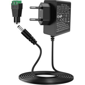 Alimentation 12V 2A, Chargeur Universel 12v 2A, Adaptateur Secteur AC/DC 220-240v 50/60hz, Transformateur 220v Prise Cable, Power Adapter Supply pour Lecteur DVD TV LED,Disque Externe - Neuf