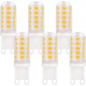 Kal-Ampoule G9 Led Blanc Chaud 2700k, 410lm, Ampoule Led G9 3w Équivalen 40w Halogène, Économie D'énergie, Pas De Scintillement Des, Angle De Faisceau De 360°, Cri 85, Non Dimmable, 6 Pièces - Neuf