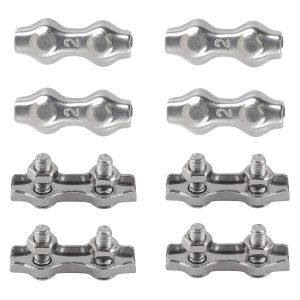 M2 en Duplex Clips Attaches de Câble en Acier Inoxydable 304 Duplex Ligne Clips pour câble de Cordes à linge Suspendu Voiles solaires Fixes Patio 8pcs - Neuf