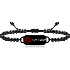 Kal-Bracelet M&eacute;dical D'urgence Perl&eacute; Personnalis&eacute;, Symbole M&eacute;dical Croix-Rouge, Identification M&eacute;dicaments Et Allergies Bijou, Bracelet D'alerte M&eacute;dical En Perles D'acier Inoxydable Et Cuivre - Neuf