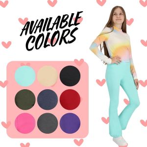 Leggings &Eacute;vas&eacute;s Pour Filles Pantalons Bootcut Pour Enfants I Leggings En Coton D&eacute;contract&eacute;s Pour Danse Et Yoga Avec Jambes Larges I Pantalons &Eacute;vas&eacute;s &Agrave; Bas &Eacute;vas&eacute;s I Taille 6-13 Ans - Neuf