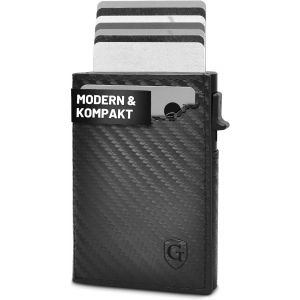 Gento - Portefeuille Avec Compartiment &Agrave; Monnaie - &Eacute;tui En M&eacute;tal - Portefeuille Fin - Protection Rfid Nfc Certifi&eacute;e T&uuml;v - Petit Portefeuille Fin, Charbon, Moderne - Neuf