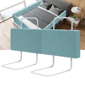 Barri&egrave;re De Lit R&eacute;glable En Hauteur 100 Cm Anti-Chute Tube En Acier R&eacute;glable De 40 &Agrave; 60 Cm Pour Lit D'enfant Lit De Parent Vert Marin - Neuf