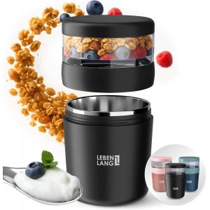 Kalanka-Bol Muesli A Emporter Avec Cuill&egrave;re - 650ml & Paroi Int&eacute;rieure Isolante Inox I Pot De Yaourt Avec Couvercle C&eacute;r&eacute;ales Pour Enfants Gobelet Enfant Ecole Pot A Dejeuner Porridge Cereal Cup - Neuf