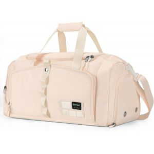 Sac De Sport Pour Femme, 25L Petit Léger Sacs De Voyage Avec Compartiment Chaussure Et Poche Humide, Beige - Neuf