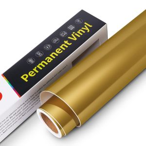 Jexnovashop-Vinyle Adhésif Permanent Or Mat - 30,5 Cm X 305 Cm Rouleau De Vinyle Imperméable, Compatible Avec Cricut, Silhouette Cameo, Décalcomanies, Décorations (Or Mat) - Neuf