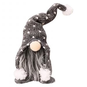 Ornements de No&euml;l en peluche Gnome poup&eacute;e P&egrave;re No&euml;l avec longue barbe fait &agrave; la main gris - Neuf