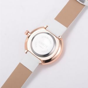 Montre A Quartz Analogique Gaiety Pour Femme, Bracelet En Pu, Double Couleur (Blanc) - Neuf