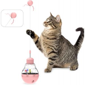 Jouet Interactif Pour Chats Jouet Interactif,Chaton Stick,Jouet De Perte De Poids,Chaton Fun Ball,Distributeur De Nourriture Lente Avec Jouet Distributeur De Nourriture (Pink) - Neuf