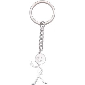 Kal-Porte-Cl&eacute;s Smiley En Acier Inoxydable Avec Pendentif En Forme De Doigt D'honneur - Neuf