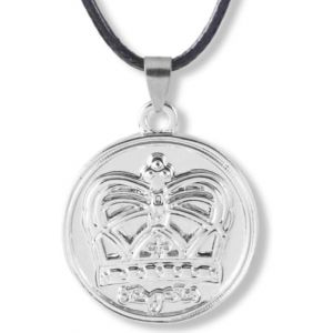 KAL-Collier Pendentif Couronne Argentée - Lacet Noir 50 Cm, Pendentif 3 Cm - Accessoire Élégant Et Parfait Pour Cosplay, Xl, Métal, Pas De Gemme - Neuf