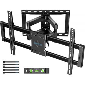 Support Mural TV pour T&eacute;l&eacute;viseurs de 37-85 Pouces, Fixation Murale TV Peut Contenir Jusqu'&agrave; 60kg, Support TV Pivotant et Inclinable avec Bras Double Extensible, Max VESA 600x400mm - Neuf