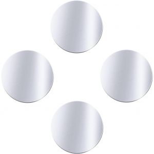 4 Pi&egrave;ces Plaque Metallique Telephone, en m&eacute;tal Minces avec Adh&eacute;sif pour Support T&eacute;l&eacute;phone Voiture Magn&eacute;tique Aimant, Argent 4 Rondes - Neuf