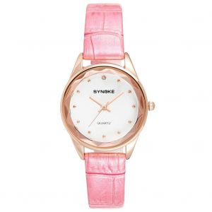 Synoke Femmes Bracelet En Cuir Pu Étanche Montre Quartz Montre-Bracelet (Rose) - Neuf