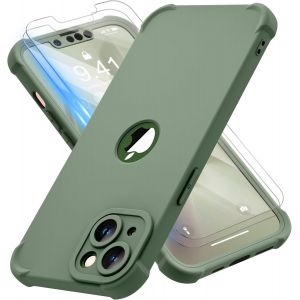 Maa-Coque Pour Iphone 13 Avec 2 Pièces Verre Trempé Protection Écran, 2 En 1 Antichoc Souple Silicone Tpu Arrière Rigide Pc Avant Housse De Protection Pour Iphone 13 Case 6,1 Pouces Vert Pâle - Neuf