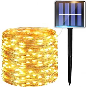 Tianyi-Guirlande Lumineuse Solaire D'extérieur - 22 M - 200 Led - Fil De Cuivre - Guirlande Lumineuse Solaire D'extérieur - Guirlande Lumineuse Solaire Pour Extérieur Et Jardin - Étanche - Éclairage - Neuf