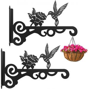 Nouvelhorizonstore-Lot De 2 Supports De Suspension Pour Plantes En Fer, Support Mural En Fer Pour Balcon, Pot De Fleurs Pour Oiseaux, Support Mural, Crochet En M&eacute;tal, Mangeoire &Agrave; Oiseaux - Neuf