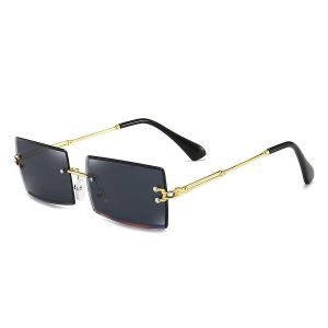 Lunettes de soleil rectangulaires vintage pour femmes hommes mode r&eacute;tro lunettes carr&eacute;es montures sans monture lentille lunettes - Neuf