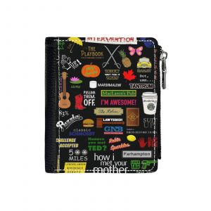 Portefeuille Collage de l'émission télévisée HIMYM How I Met Your Mother=1 Compact en Simili-Cuir Porte-Cartes Fermeture Éclair Homme Femm - Neuf