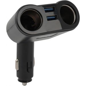 JGD-Adaptateur de Chargeur de Voiture 12V-24V, R&eacute;partiteur de Prise Allume-Cigare 120W, Multiprise Allume Cigare 12v, Chargeur Allume-Cigare with Dual USB Ports and 2 Socket Cigarette Lighter - Neuf