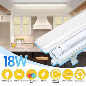 10x Lampe Led Pour Locaux Humides Lampe De Bureau Cave Lampe 120cm 1 X 18w Tube T8 Blanc Neutre 4500k Ip65 - Neuf