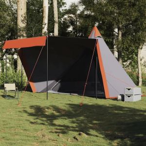 Tente familiale tipi 6 personnes gris et orange imperméable - Neuf