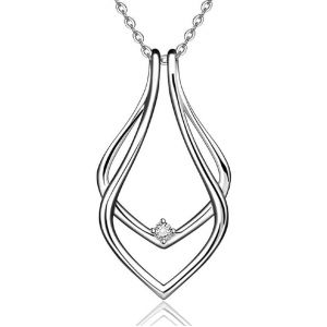 Kal-Porte-Bague Collier Élégant Pour Femme Homme Pendentif Géométrique Minimaliste Acier Inoxydable Avec Cz Cadeau Mariage Fiançailles Épouse Petite-Amie Mère Garde Anneau Et Chic Bijoux - Neuf