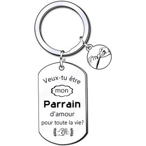 Kal-Cadeaux Porte Clés Parrain Homme Meilleur Parrain - Bijoux Parrain Cadeau Baptême - Demande Futur Parrain - Cadeau Noël, Anniversaire Parrain - Porte-Clefs - Neuf