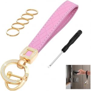 KAL-Porteclés En Cuir Véritable Pour Homme Et Femme Accessoires En Métal Pour Hommes Et Femmes Porte Clef Cuir Tressée Avec Anneau Alliage Porte-Clésconvient Aux Clés De Bureau À Domicile - Neuf