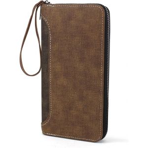 CMJAAGUR-Portefeuille Long En Cuir Synth&eacute;tique De Grande Capacit&eacute; Pour Homme, Portefeuille Vintage Avec Porte-Cartes De Cr&eacute;dit Avec Pochette &Agrave; Fermeture &Eacute;clair, Pochette Pour T&eacute;l&eacute;phone,[M1506] - Neuf