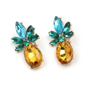 Boucles D'oreilles Pendantes En Cristal Pour Femme Et Fille, Bijoux Decoratifs, Fruits, Ananas - Neuf