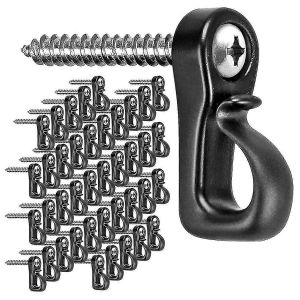 40pack Q-hanger crochets,lumières de Noël crochets de cintre avec vis pour garage Fil de libération extérieur Fairy Led lights,noir - Neuf