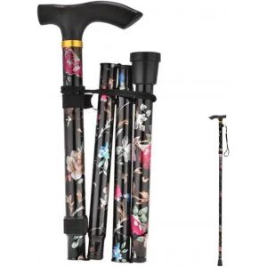 Meimie-Canne De Marche Pliable Femme,Bâton De Randonnée Canne De Marche Pliable Facile Pour Homme Et Femme Design Floral Canne De Marche Pliable Et Extensible Pour Marche Nordique, Alpinisme, Ski, Trekking - Neuf