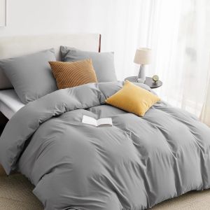 Microfibre Bed Linen 80 X 80 Cm And Pillowcase 135 X 200 Cm Grey - Neuf