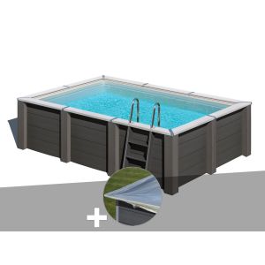 Kit piscine composite Gr&eacute; Avant-Garde carr&eacute;e 4,55 x 3,15 x 1,26 m + B&acirc;che hiver - Neuf