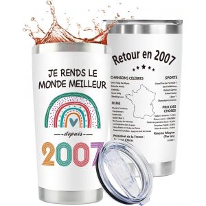Eryi-Cadeau 18 Ans Fille - Mug En Acier Inoxydable Personnalisé Pour L'anniversaire De 2007, Idées Cadeau Anniversaire 18 Ans Fille (2007) - Neuf
