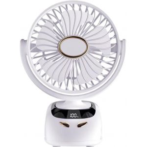 KALANKA-Ventilateur à Pince, 6000mAh Ventilateur Portable de Bureau Pince USB, 5 Vitessesc, Sur Silencieux avec Lumière LED, Pince Robuste pour Bureau Personnel, Voiture de Golf - Neuf