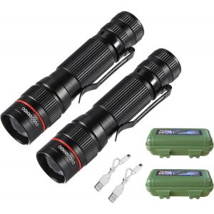 Eryi-Lot De 2 Lampes De Poche Led Rechargeable Tactiques Lampe Torches Ultra Puissante Par Usb Avec Résistante À L'eau 3 Modes Flashlight Pour Camping, Randonnée, Pêche - Neuf