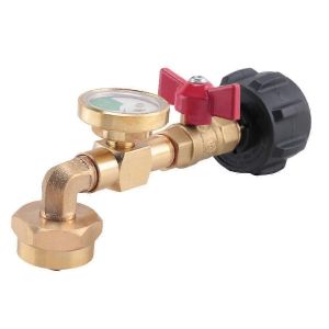 Adaptateur de recharge de propane avec valve et manomètre,remplissez des bouteilles de 1 lb à partir d'un réservoir de 20 lb,coude à 90 degrés - Neuf
