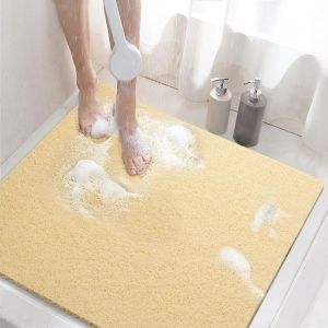 Tapis De Douche Antiderapant,60x60cm Tapis De Baignoire Antidérapant Avec Drain,Doux Pvc Luffa Tapis De Bain Pour Salle De Bain,Séchage Rapide,Beige - Neuf