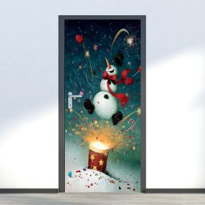 90 x 200 cm Porte Autocollant&iquest;E&iquest;3D Porte Affiche Autocollant Santa Claus Giv - Neuf