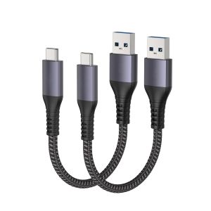 KALANKA-C&acirc;ble USB C Court 15cm/0.15M 2Pack 10Gbps C&acirc;ble de donn&eacute;es USB3.2 Gen2 Type C Android Auto QC3.0 Chargeur Rapide USB A &agrave; C 3.1A pour Samsung Note20 Galaxy S23/S22/S21 Z Flip 5 Pixel 8 Pro - Neuf
