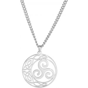 Kal-Noeud Celtique Pendentif Collier Coeur Celtique Triquetra Lune Déesse Trinité Noeud Pendentif Collier Noeud Irlandais Bijoux Pour Femmes Hommes - Neuf
