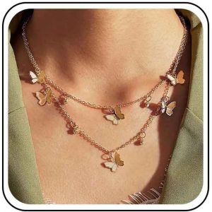 Kal-Collier Boho Papillon Lune Choker Collier Pendentif Papillon Pave Cz Collier Papillon Strass Doré Collier Chaine Multi Couches Bijoux Pour Femmes - Neuf