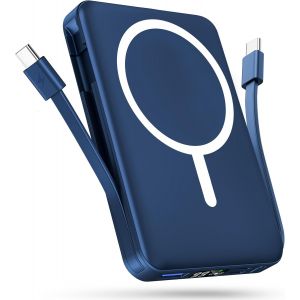 Podoru Batterie Externe Mag-Safe 10000mAh,avec 2 C&acirc;ble Charge Rapide PD 20W Batterie Externe iPhone,Portable &Eacute;cran LED sans Fil Power Bank pour 16/15/14/13/12/Pro/Max/Plus/Mini S&eacute;rie - Noir - Neuf