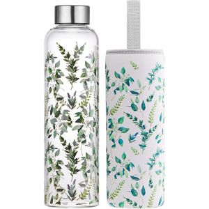 Gourde En Verre 500ml Bouteille Verre Avec Housse En Néoprène,Artistique Bouteille D'eau En Verre Borosilicate,Étanche, ,Sans Bpa.[B771] - Neuf