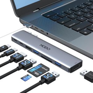 Usb C Adapters For Macbook Pro/Air 2020-2018, Macbook Pro Usb C Hub Hdmi Mac Usb Adapter, Dongle Multiport Macbook Air M1 Accessories/Adapters With 4K Hdmi 3 Usb 3.0 Port, Tf/Sd, 100W Pd - Neuf