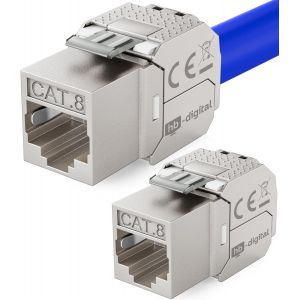 2x Module Keystone RJ45 CAT 8 Métallique Blindé STP-Certifié GHMT-40Gbit/s Sans Outil pour Câble Ethernet LAN,Prise Réseau,Panneau et Baie de Brassage - Neuf
