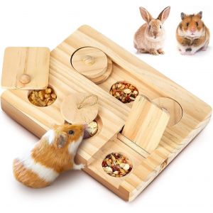 Cmws-Distributeur De Nourriture Pour Hamster Jouet Pour Cochon D'inde Accessoires Pour Hamster 6 En 1 Mangeoire Jouet En Bois Gamelle Pour Cochon D'inde Pour La Recherche De Nourriture Convient - Neuf