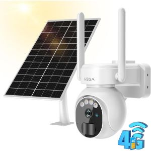 SUBZONAL-3G/4G LTE Cam&eacute;ra Surveillance Solaire avec Carte Sim 2K HD Cam&eacute;ra Ext&eacute;rieure sans Fil inclinable &agrave; 355&deg;/90&deg; Cam&eacute;ra de Surveillance sans WiFi Vision Nocturne D&eacute;tection de Mouvement IP66 - Neuf